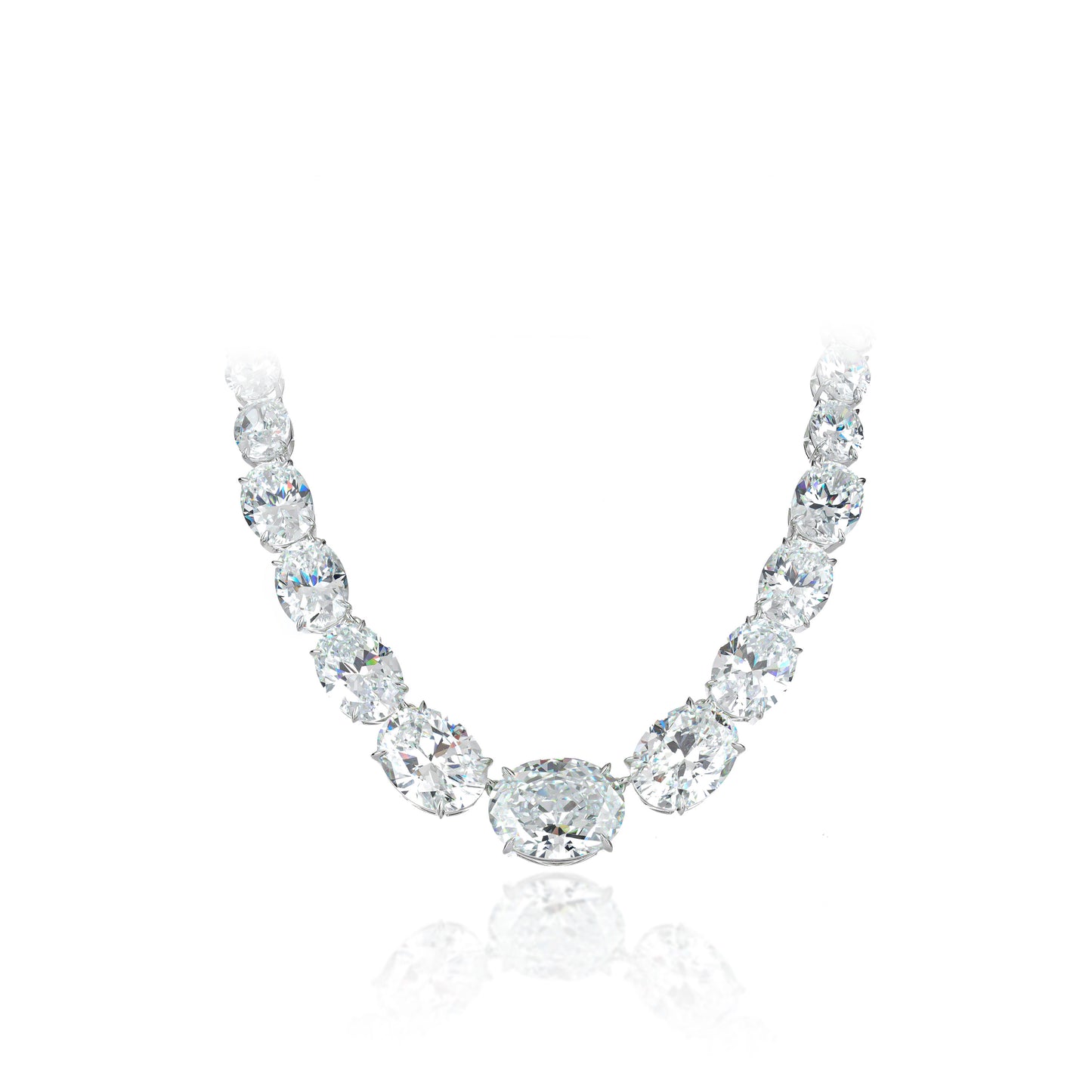 Limited edition for order: G color ovals in big carats tennis necklace #2350
