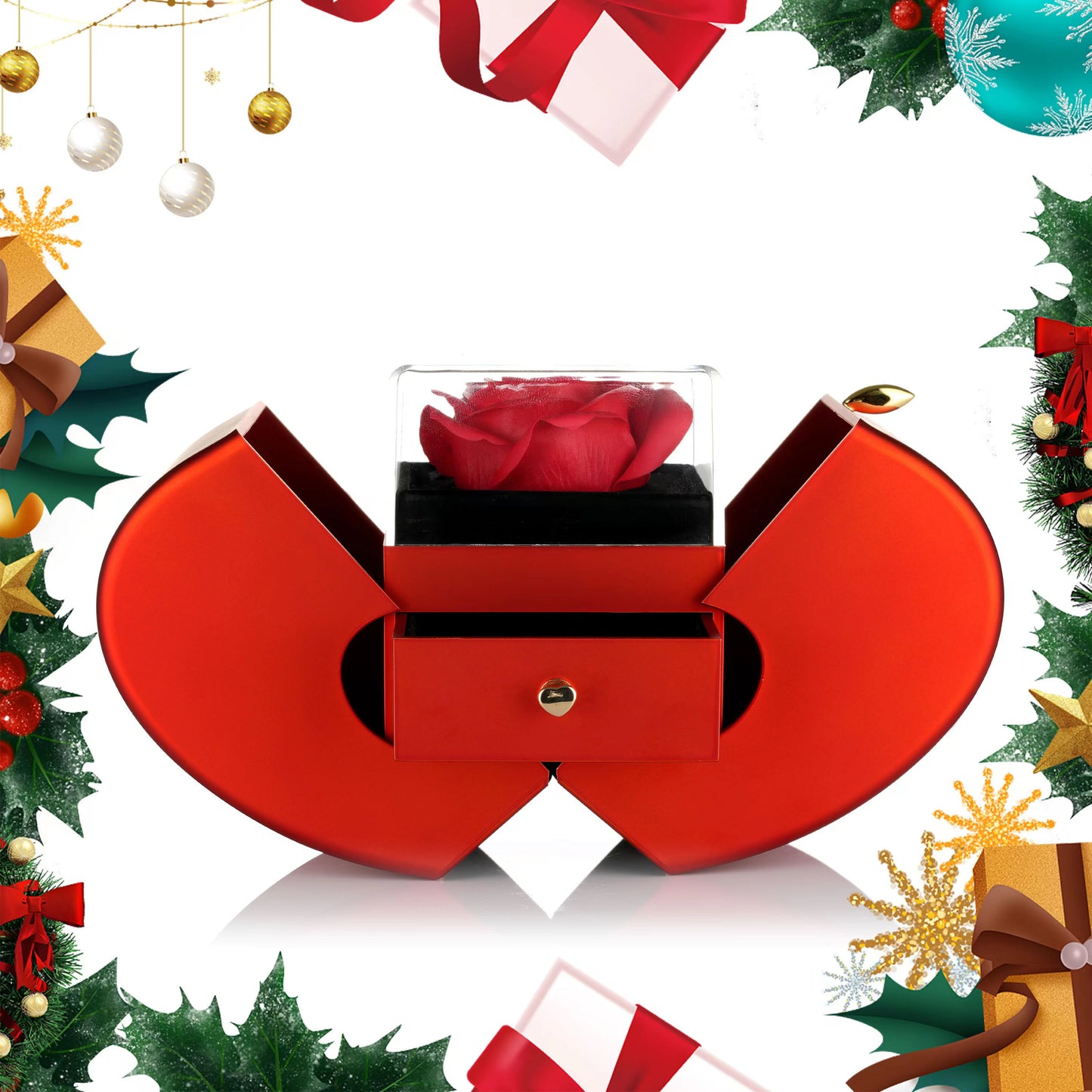 Christmas box:Lab Created Gemstones Pink Apple set(Necklace+Earrings) 925 sterling silver Plated with 18 karat gold-Bring gift box