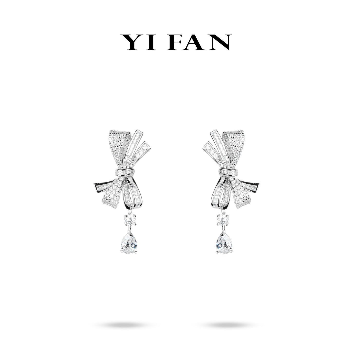 Wedding collection: Modern "Pretty Bow-tie"Pear-cut Earrings #8.2 #03006
