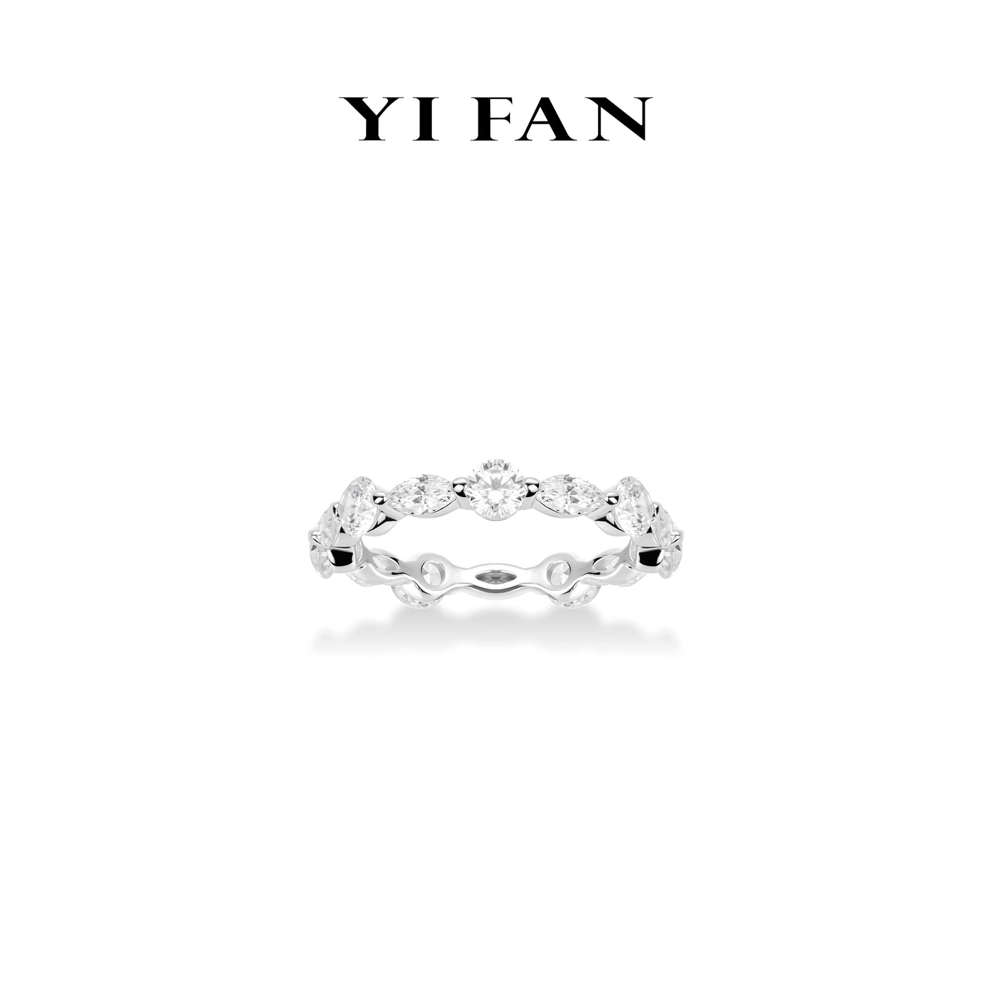 Wedding collection: Modern "Silvery Brilliant Marquise" unique eternity Ring #10378 #03086