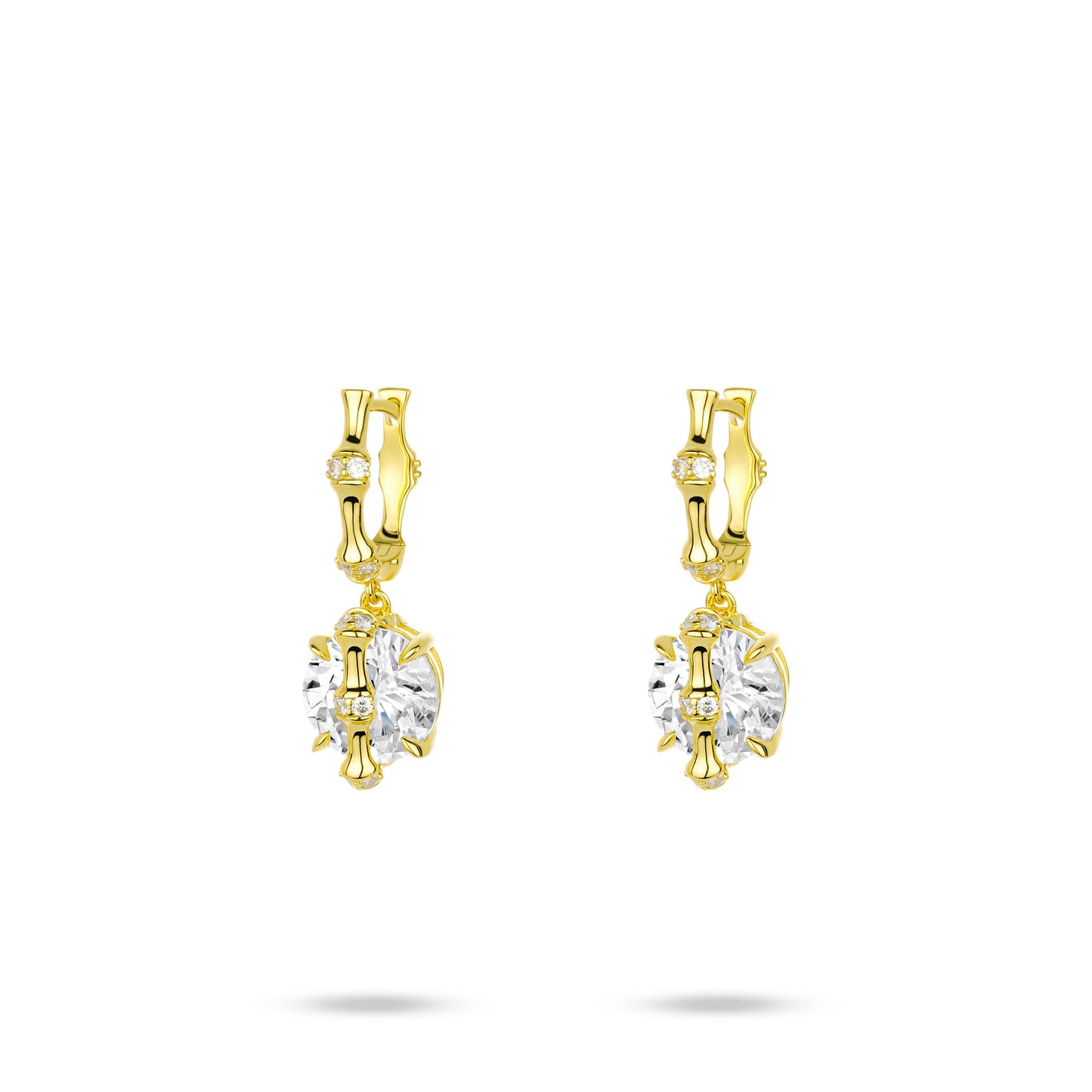 #30021 Eco Diamonds Gold Hoop Round Cut Earring