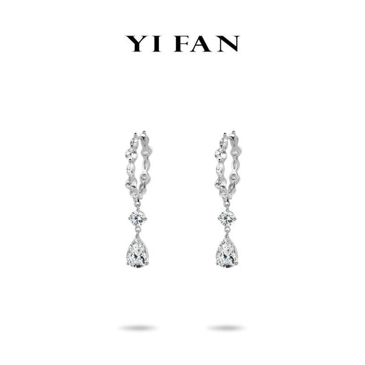 #30252 Eco Diamonds Irregular Shape (Pear/Round/Marquise) White Earrings