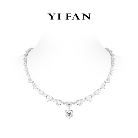 #20685 Wedding collection: Luxury "G color Graduated Icy Hearts" Necklace #03088