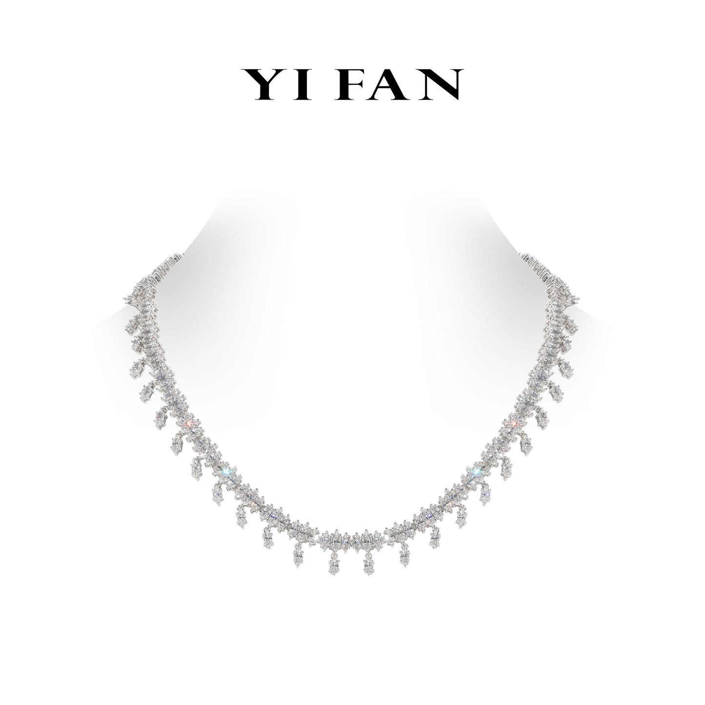 #2173 Lab Created Gemstones White Necklace 925 sterling silver Wedding #03028 #03034