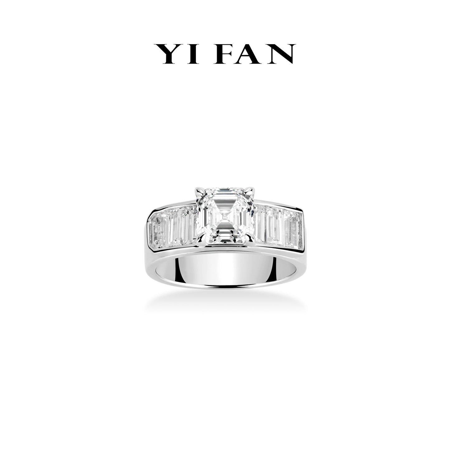 #10115 Lab Created Gemstones Asscher-cut Ring 2ct(unisex)