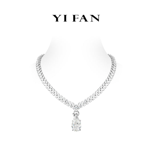 Lab Created Gemstones White Oval-cut Necklace #0752