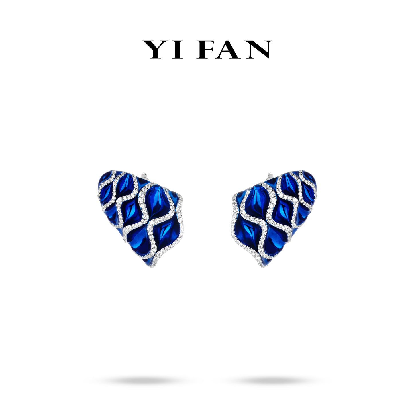 High-Jewelry Auction class collection: Modern “The Deep Blue Wave” Luxury Earrings #30029