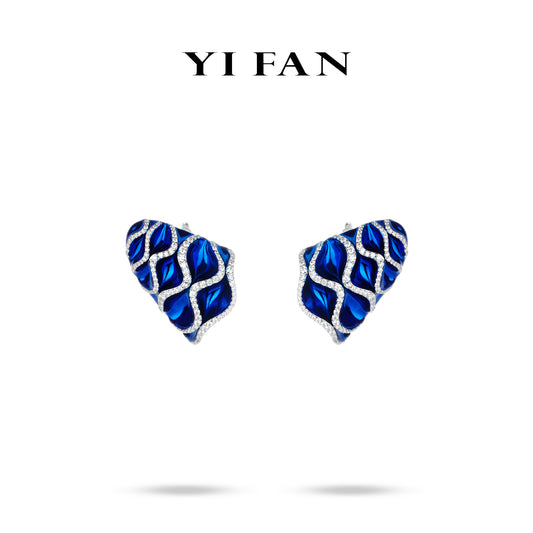 High-Jewelry Auction class collection: Modern “The Deep Blue Wave” Luxury Earrings #30029