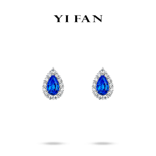 #30044 Lab Grown Spinel "Blue Goblin" collection Luxury Pear-cut exquisite Earrings #22003