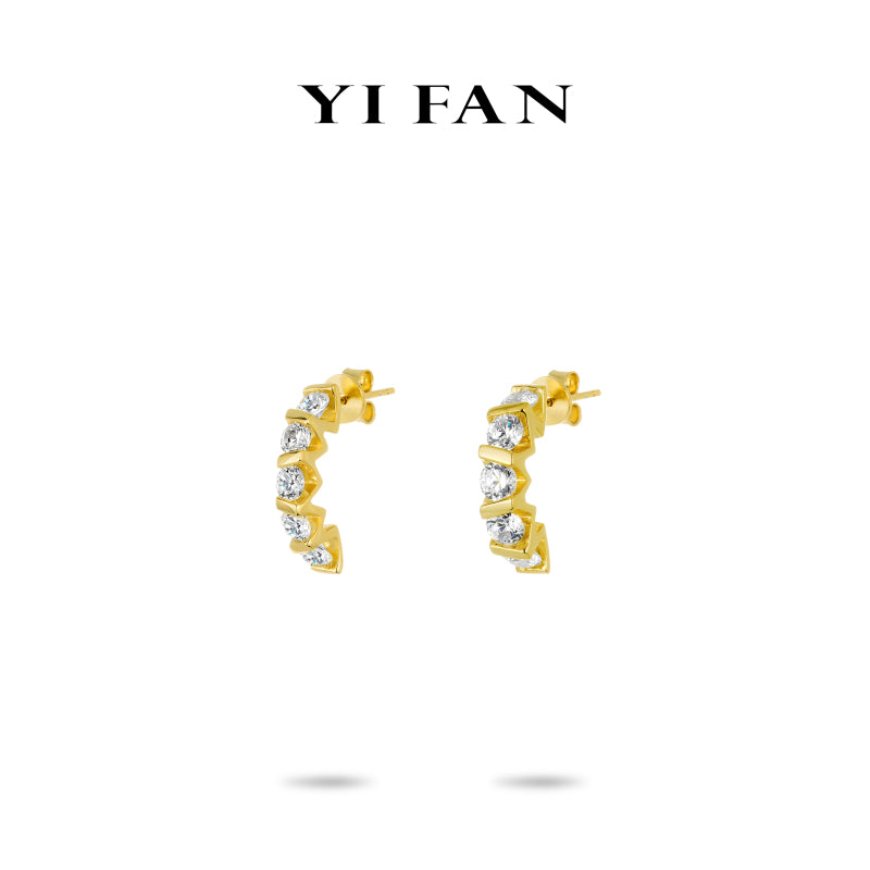 #30055 Golden time collection: Modern "Five-star Radiance" detailed Pendant Earrings #01045