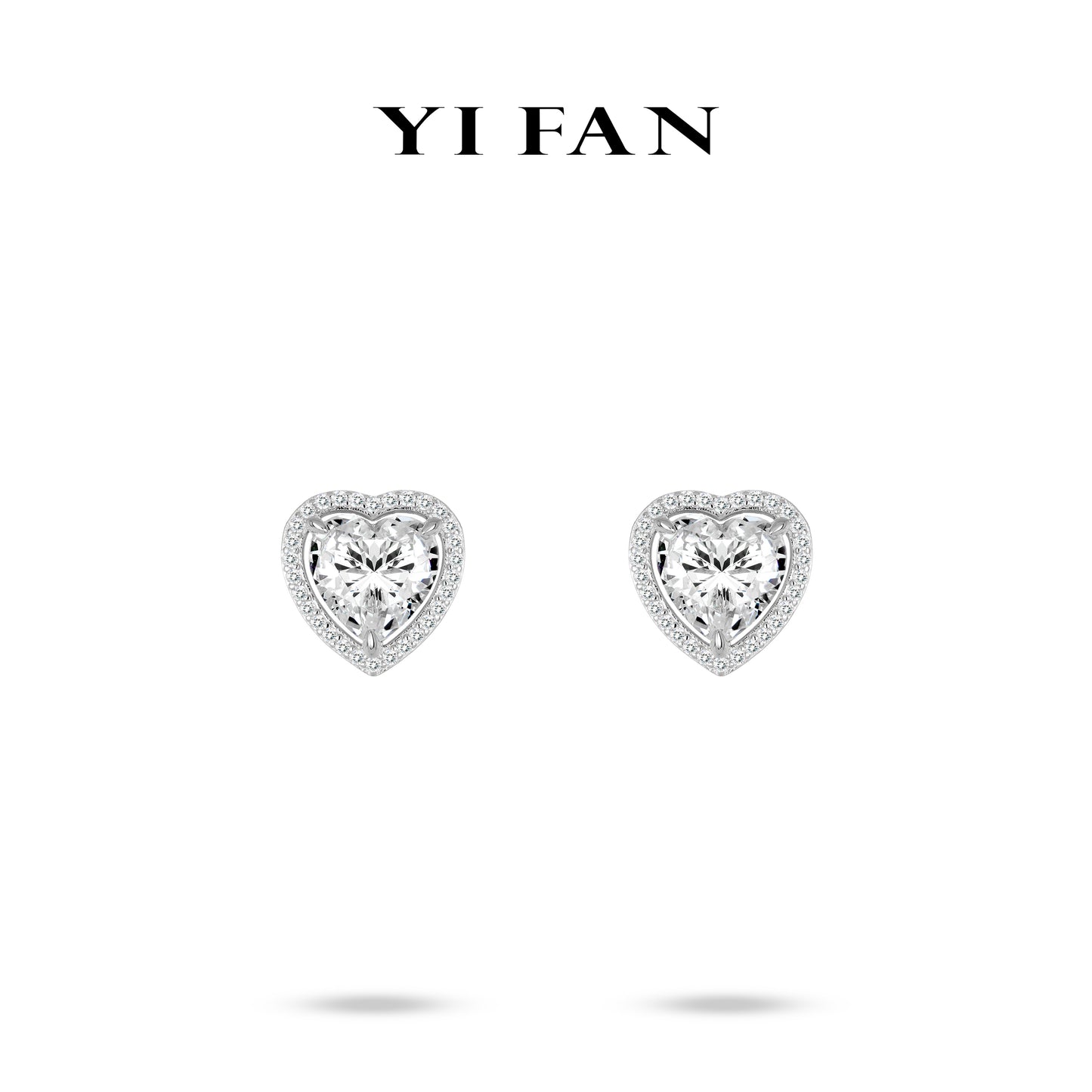 #30114 Eco Diamond Wedding collection: Modern Brilliant "Double-circle heart-shaped" delicate Earrings