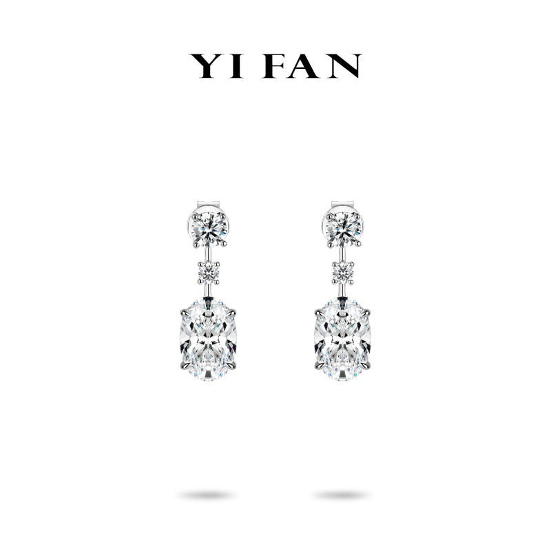 #30116 Wedding collection: Timeless Elegance "Eternal Sparkle Prestige" delicate Oval White Earrings