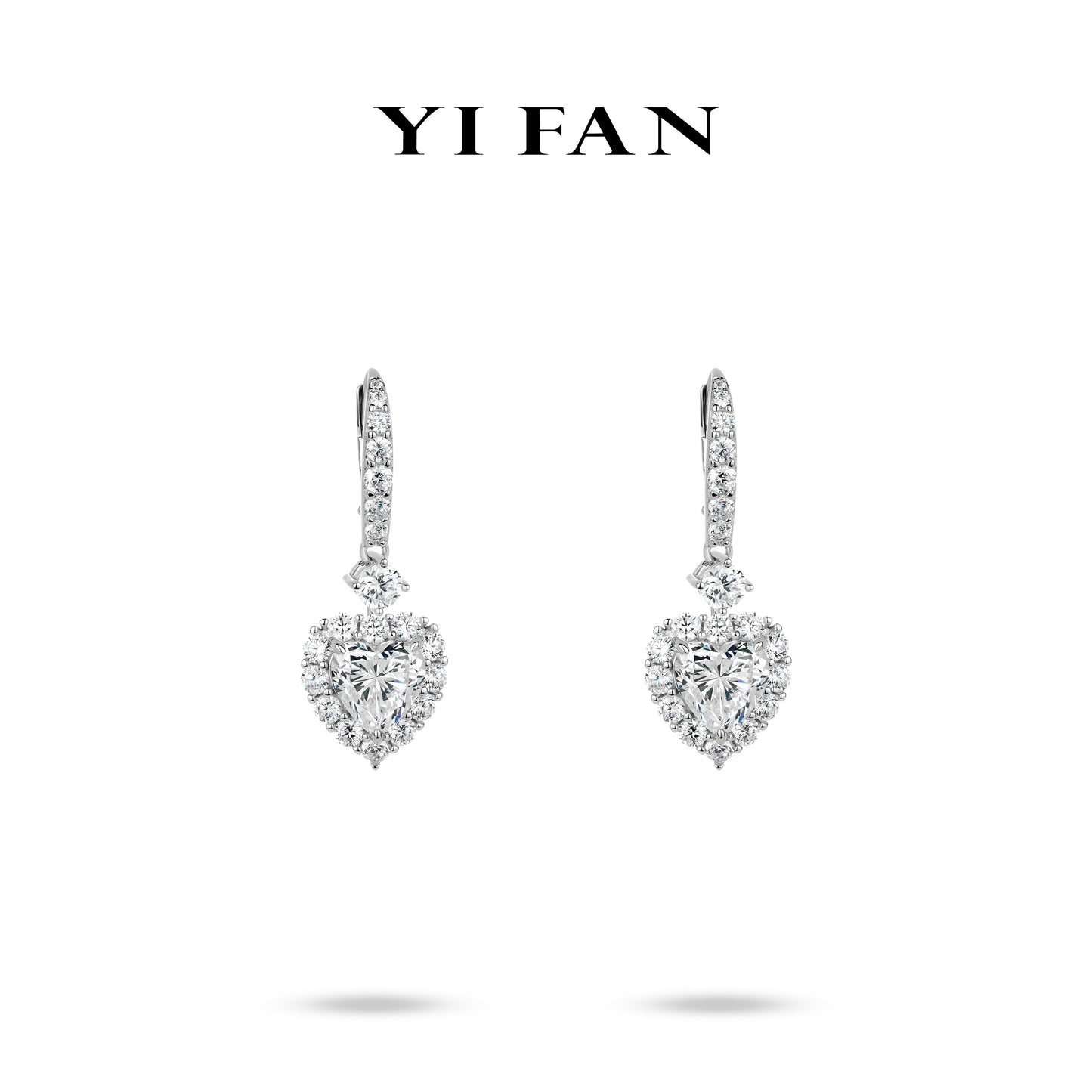 #30156 Pure Radiance Collection: Modern "lcy Shining Love Heart" exquisite unique Earrings (big carat)