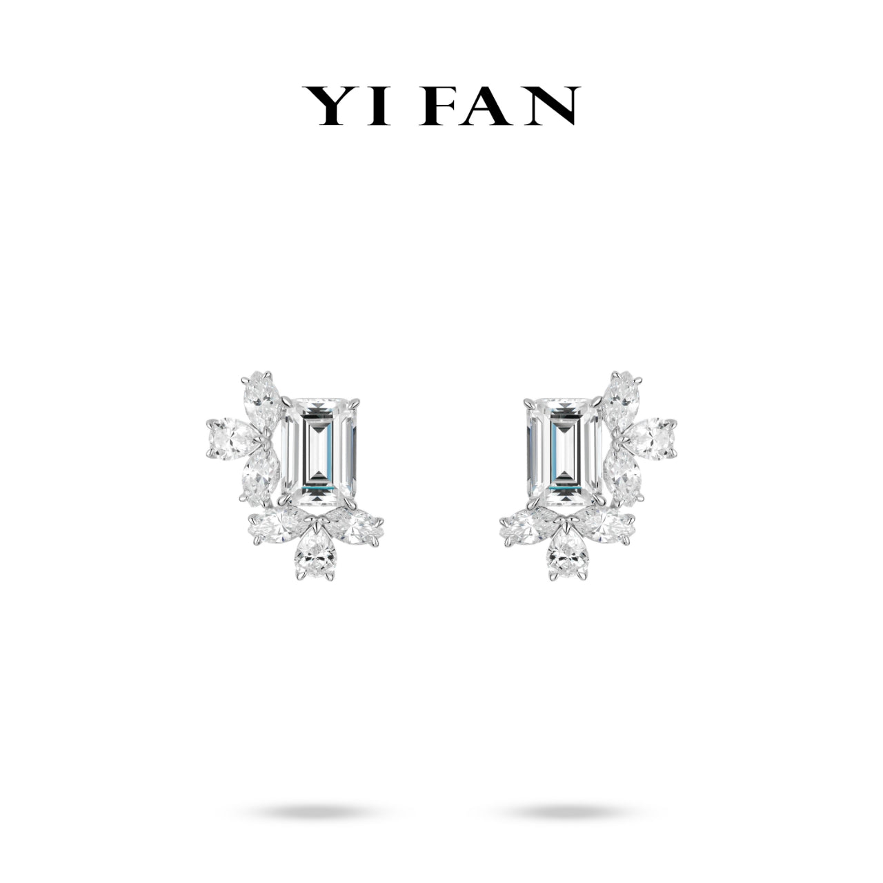 #30301 Summer Collection: Luxury "Rosa multiflora" Emerald-cut detailed Earrings