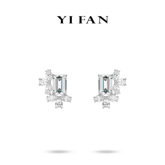 #30301 Summer Collection: Luxury "Rosa multiflora" Emerald-cut detailed Earrings