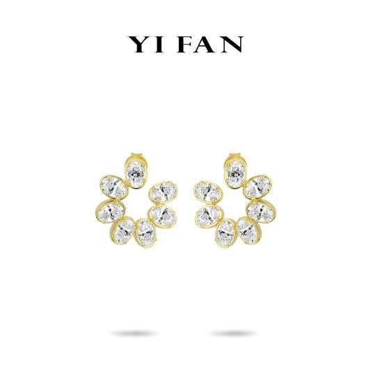 #30335 Pure Radiance Collection: Modern "A cherished wish" Oval-cut exquisite golden Earrings
