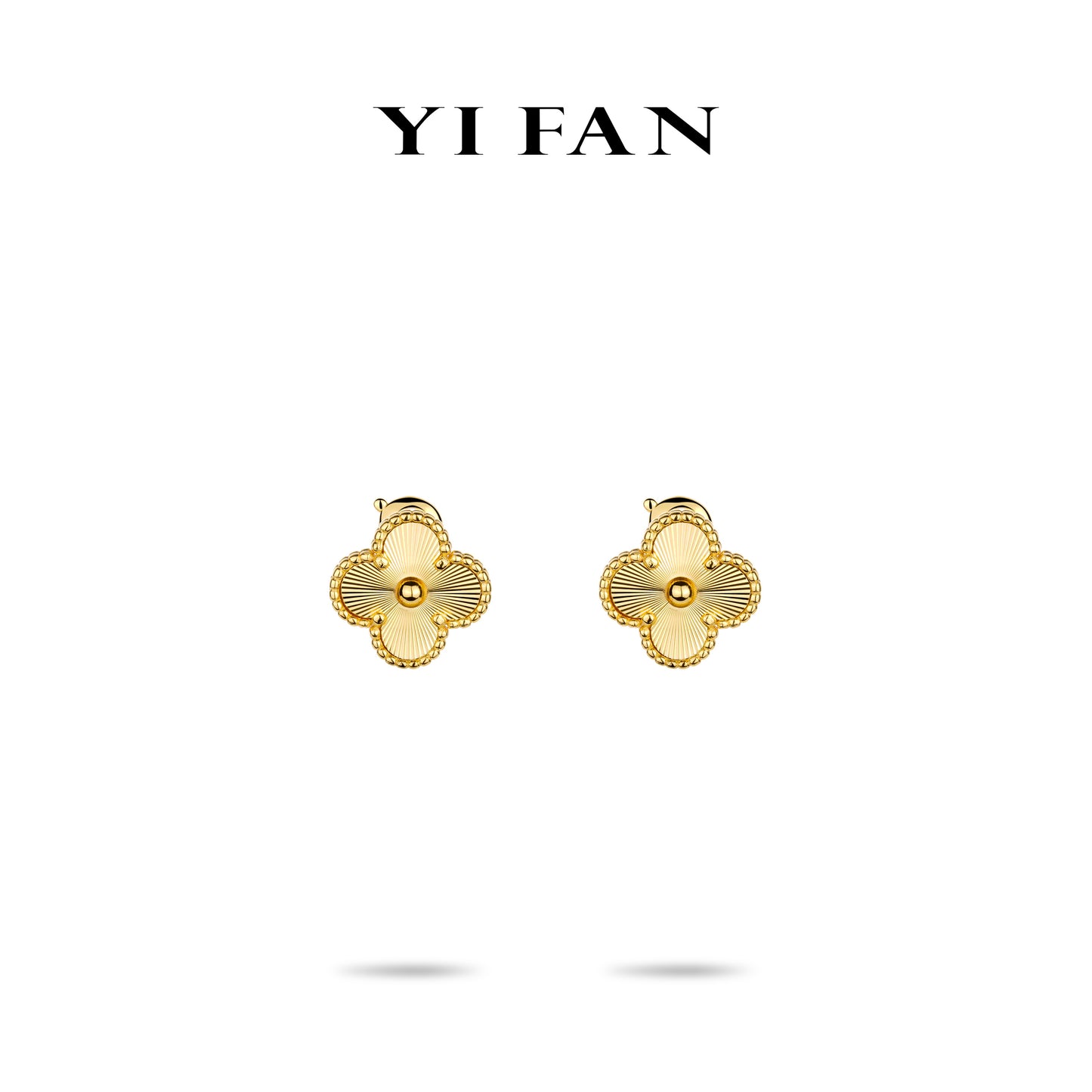 Minimalist collection: Modern "Golden Four-leaf-clover" Earrings #3357 #01001