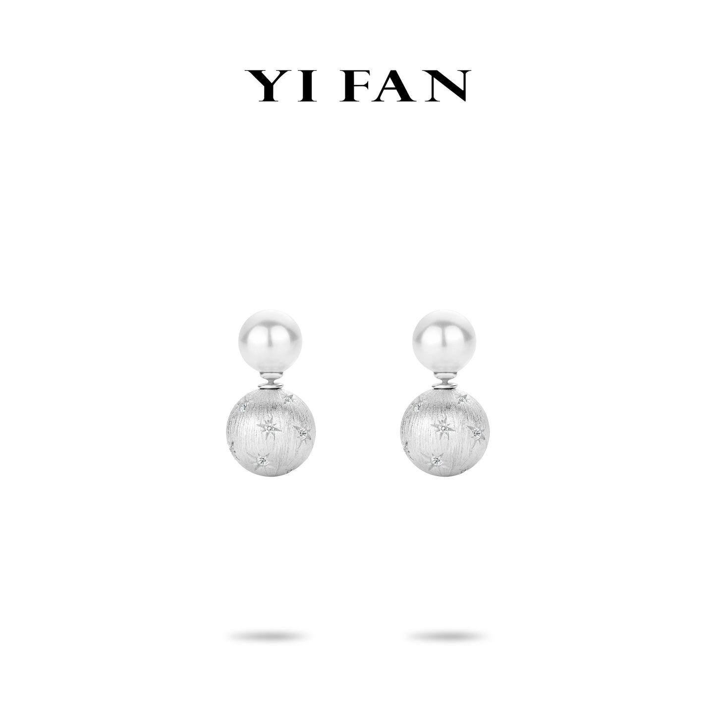 #3512 Lab Created Gemstones White Star-Pearl Earrings