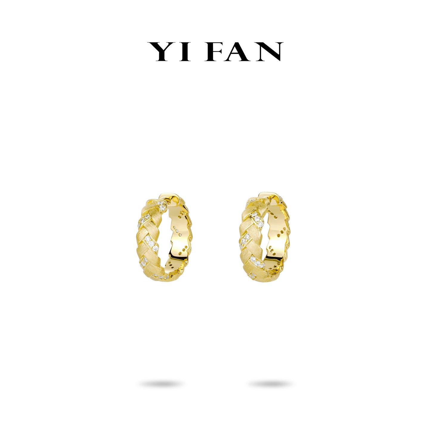 Golden time collection: Modern Italian drawing process "Golden Weaving braided hair" Unique Earrings #3546 #01004