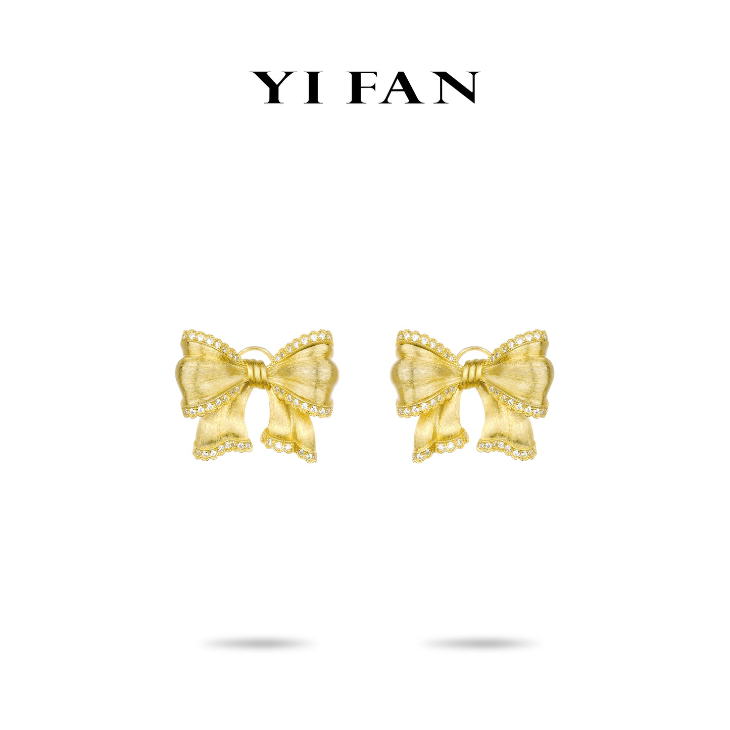 Golden time collection: Modern"Brushed Dazzling 30 Bow" detailed Earrings #3574 #01020