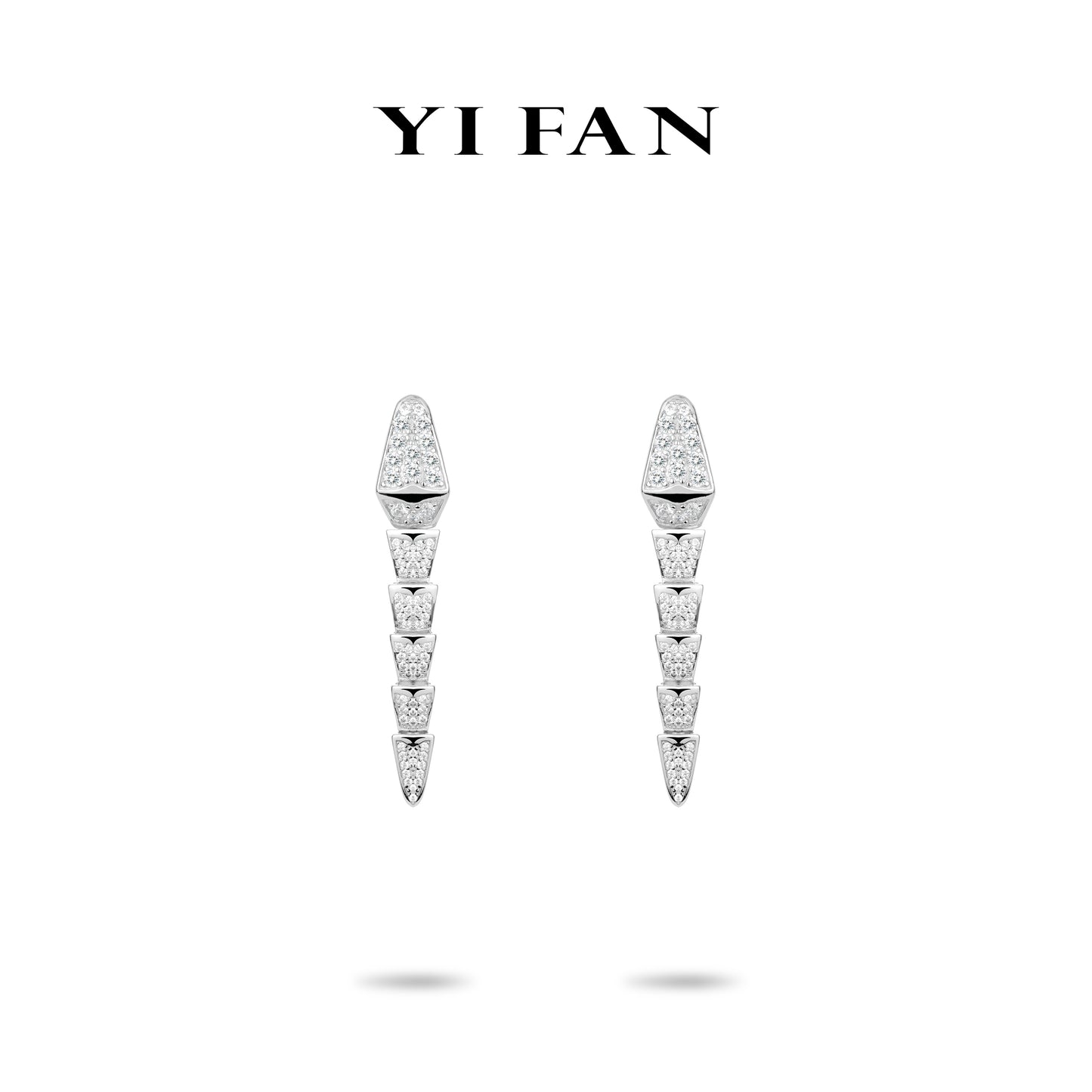 High-end Jewelry:White diamond-encrusted serpentine Earrings #3594 #03004