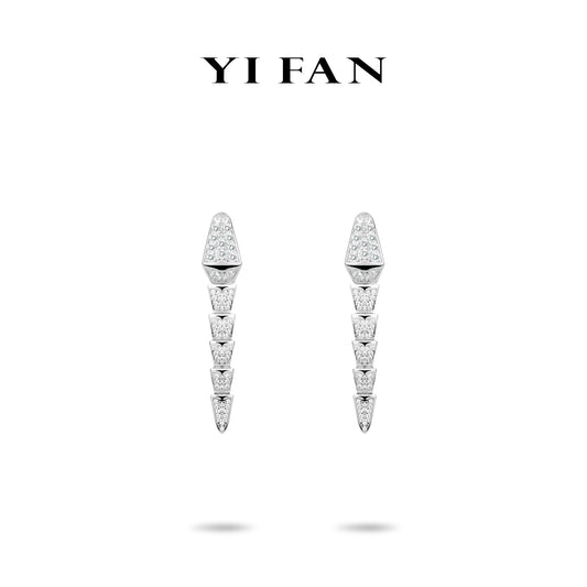 High-end Jewelry:White diamond-encrusted serpentine Earrings #3594 #03004
