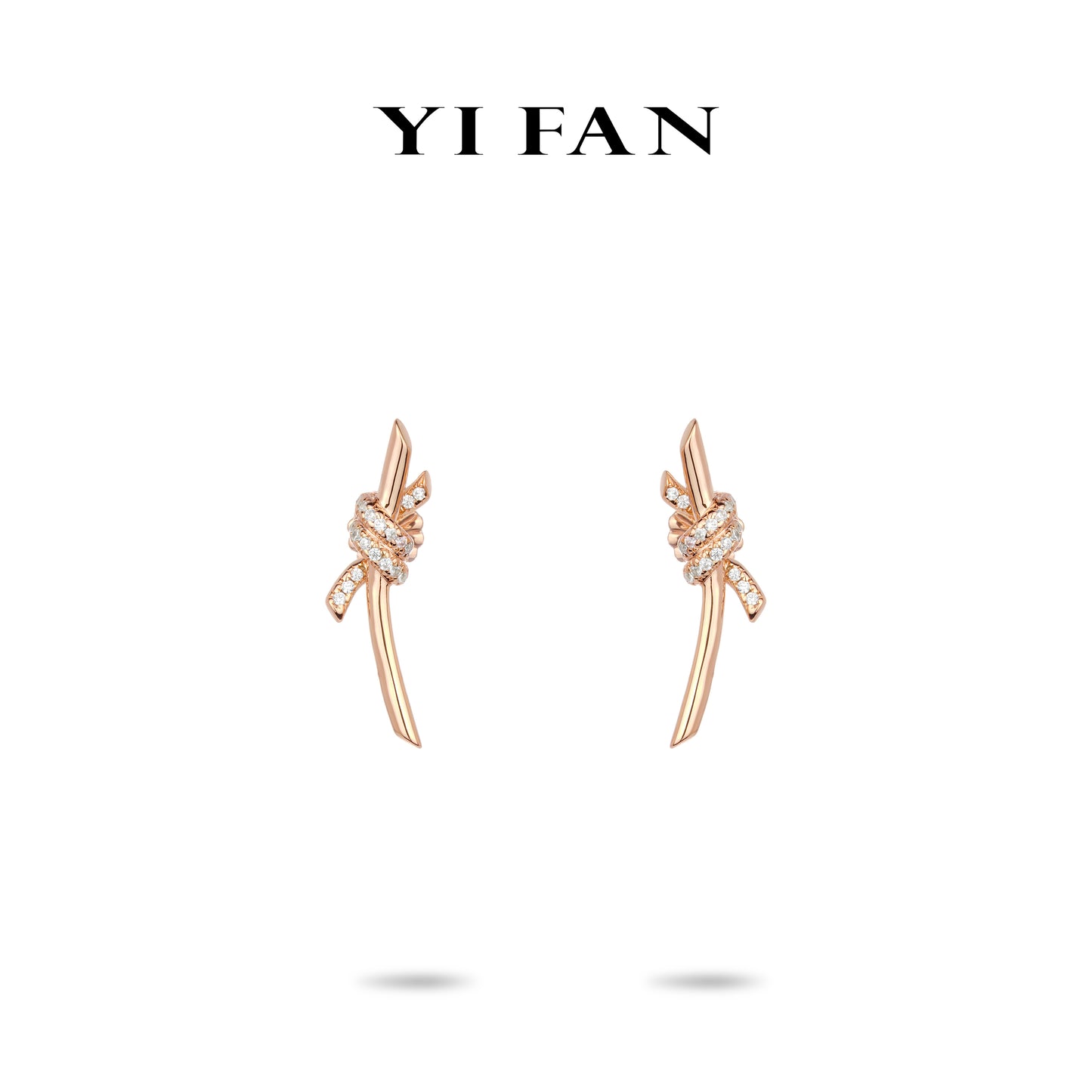 Rose-gold Fever collection: Modern "Thorn Smile" delicate Earrings #3604