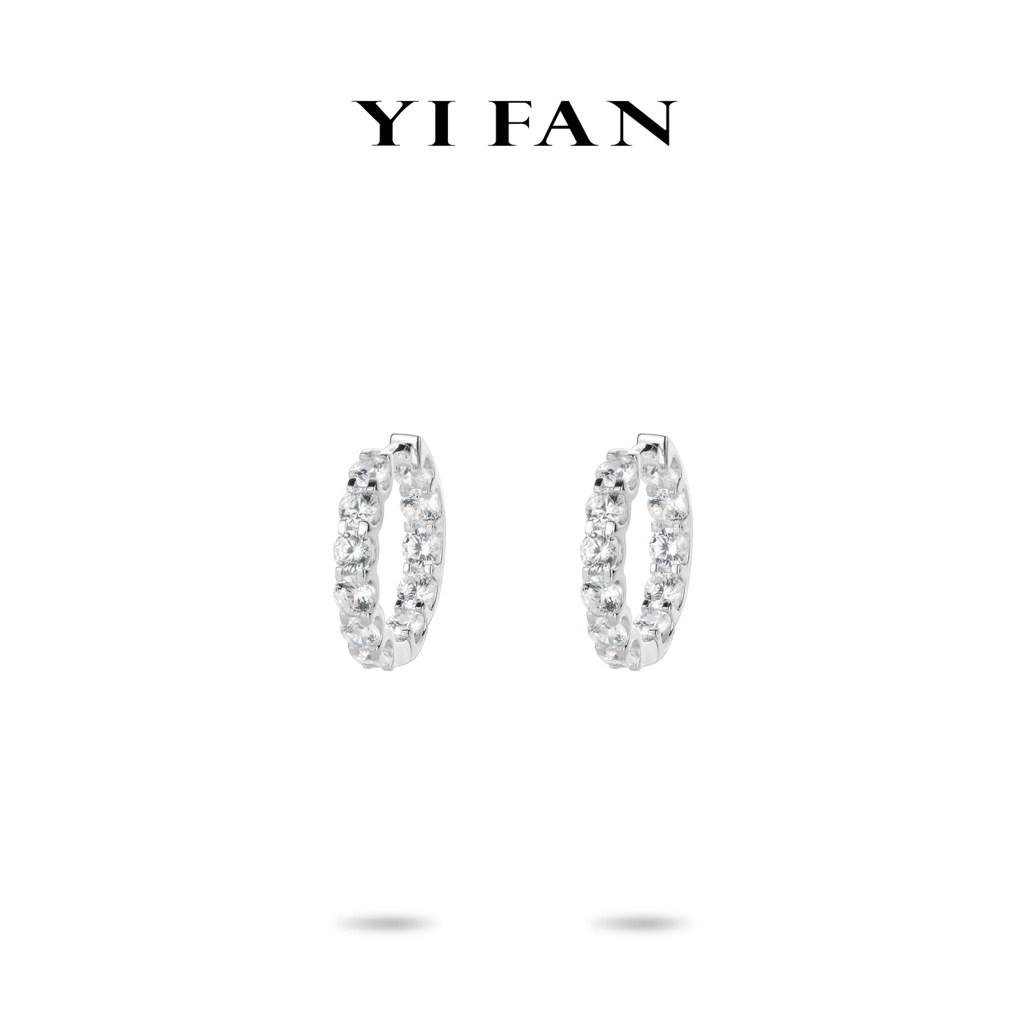 Wedding collection: Modern "Brilliant light G color" detailed Hoop Earrings #3605