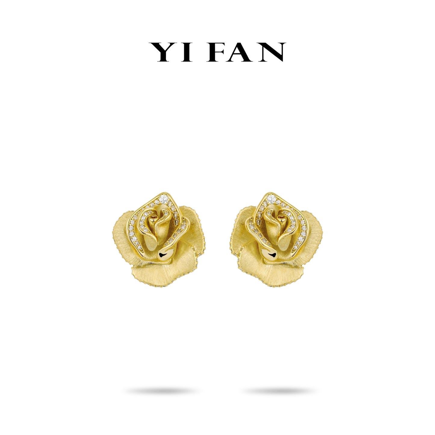 Golden time collection: Modern "3D Twilight Rose" detailed Earrings #3610
