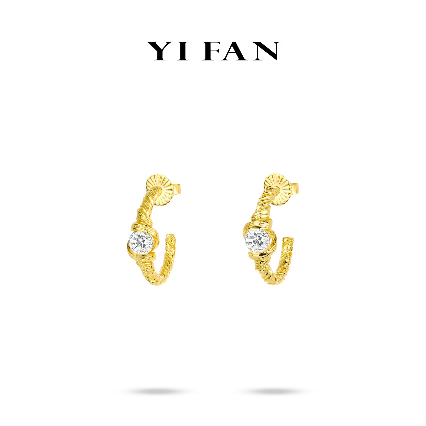 Minimalist collection: Modern "Twisted Golden Croissants" detailed Earrings #3614 #01005