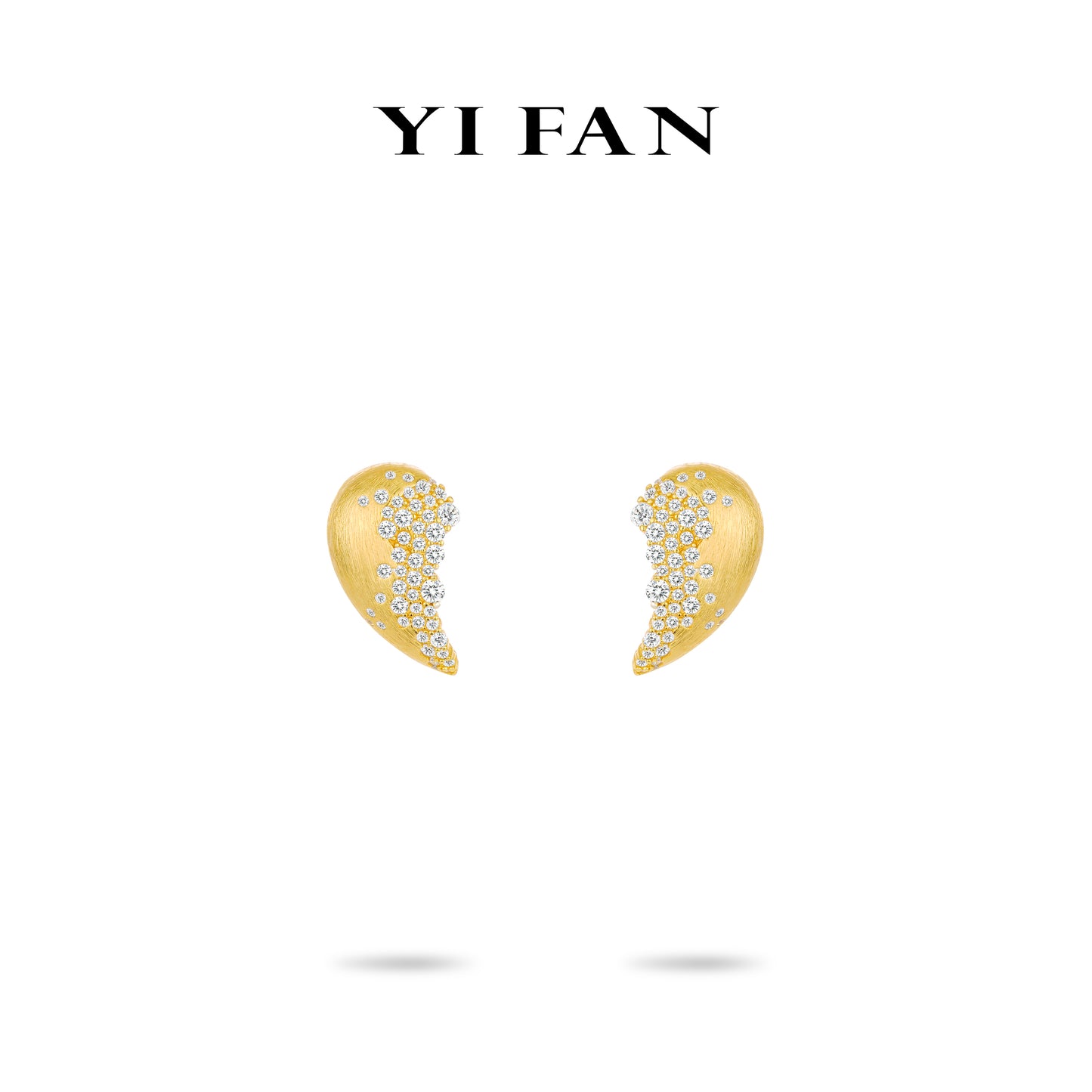 Limited Golden time collection: Modern"Golden Brushed Shimmering Crescent" detailed Earrings #3624