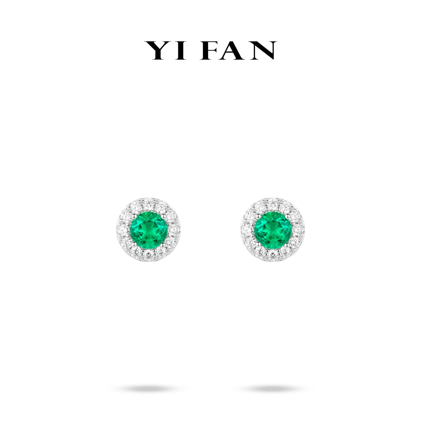Lab Grown Emerald collection: Modern "Green Light" delicate Ear Studs (Unisex) #3783 #06001