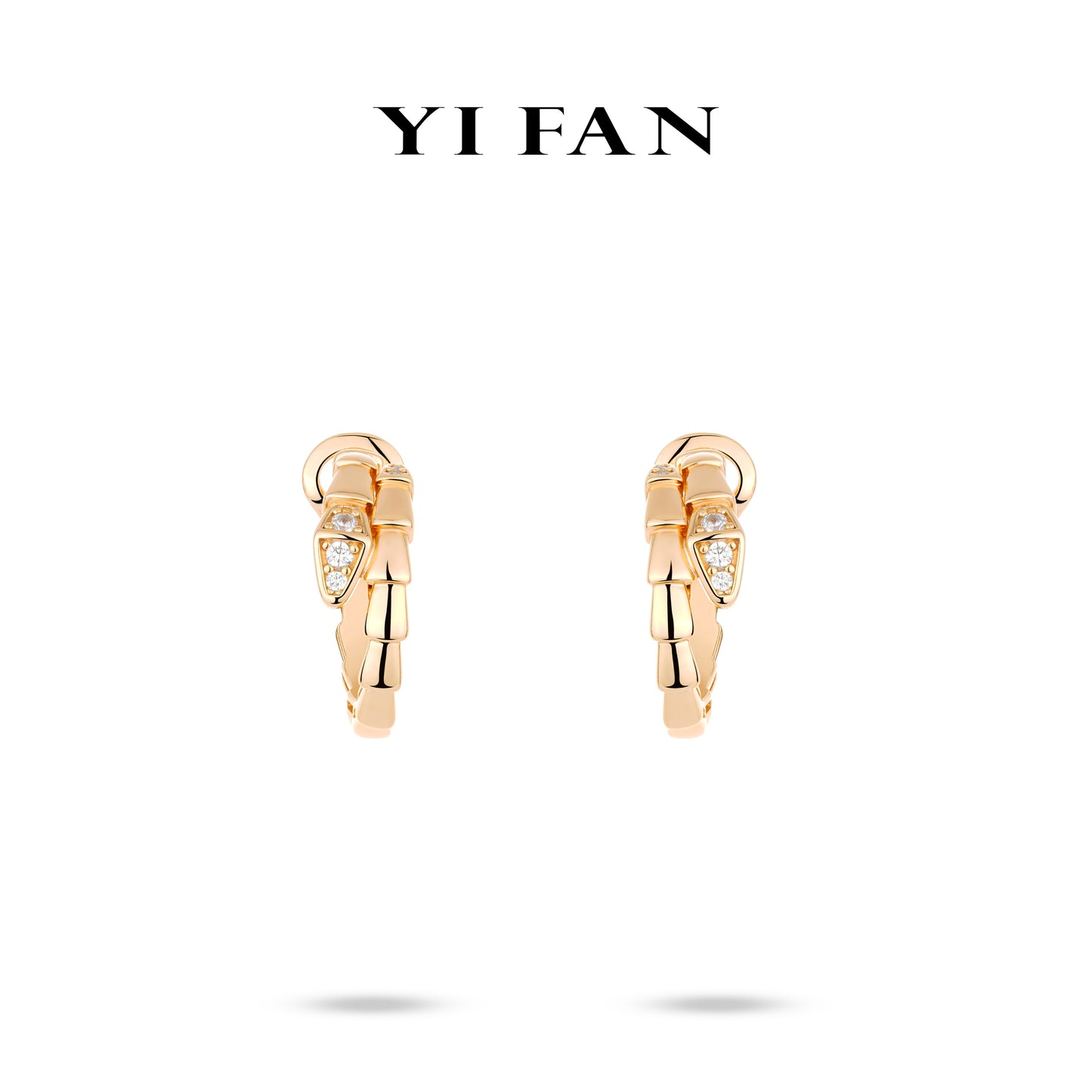 Rose-gold Fever collection: Modern "serpent pattern" detailed Eternity Earrings #3828 #05012