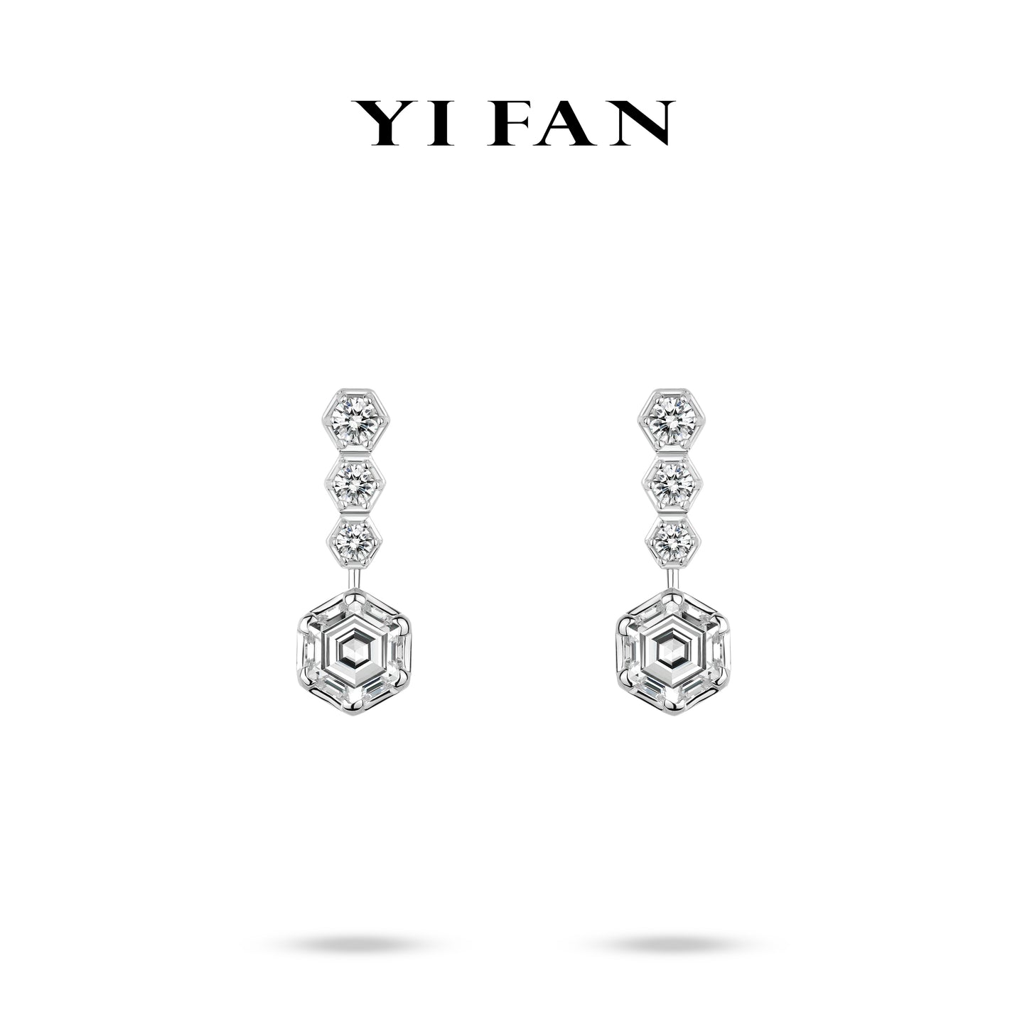 Minimalist collection: Brilliant 2 rounds Modern Hexagon White Necklace #3890 #03116