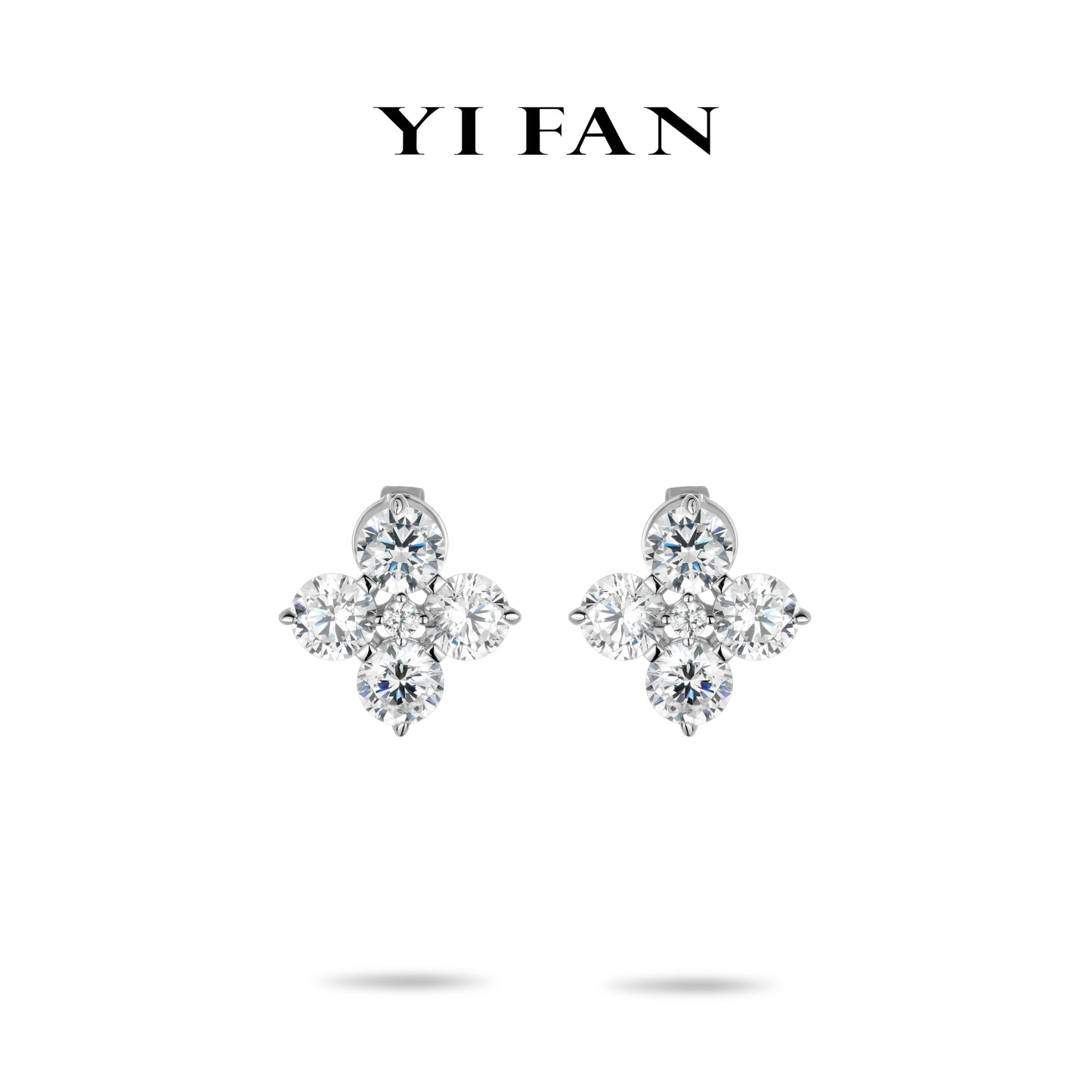 #3967 Minimalist colection: Modern "Four stones woven into a flower" delicate Earrings #03093