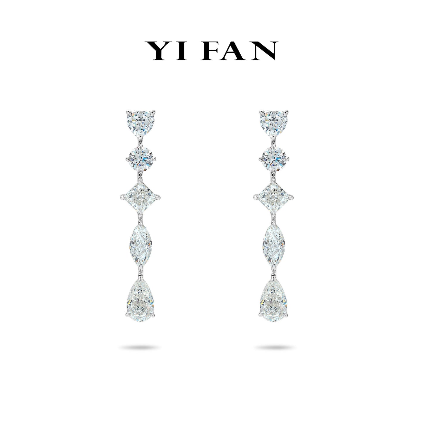 Wedding Series:Lab Created Gemstones Multiple Cut White Earrings #3283