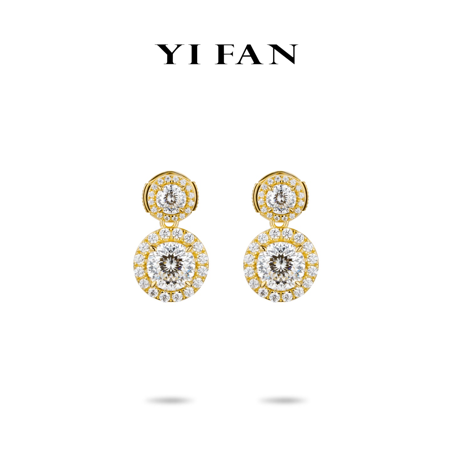 Minimalist collection:"Golden Double Firework" dangle Earrings (with UFO earback) #3048 #01011