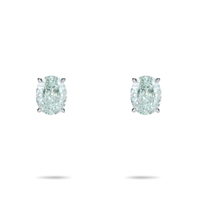 Stylish and minimalist light blue oval pigeon egg ear studs #3248