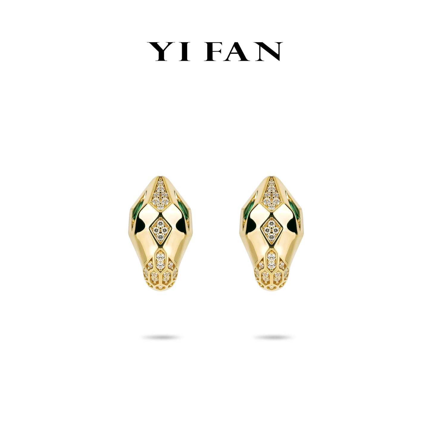 Simple collection:“Green water spirit-snake” Emerald earrings