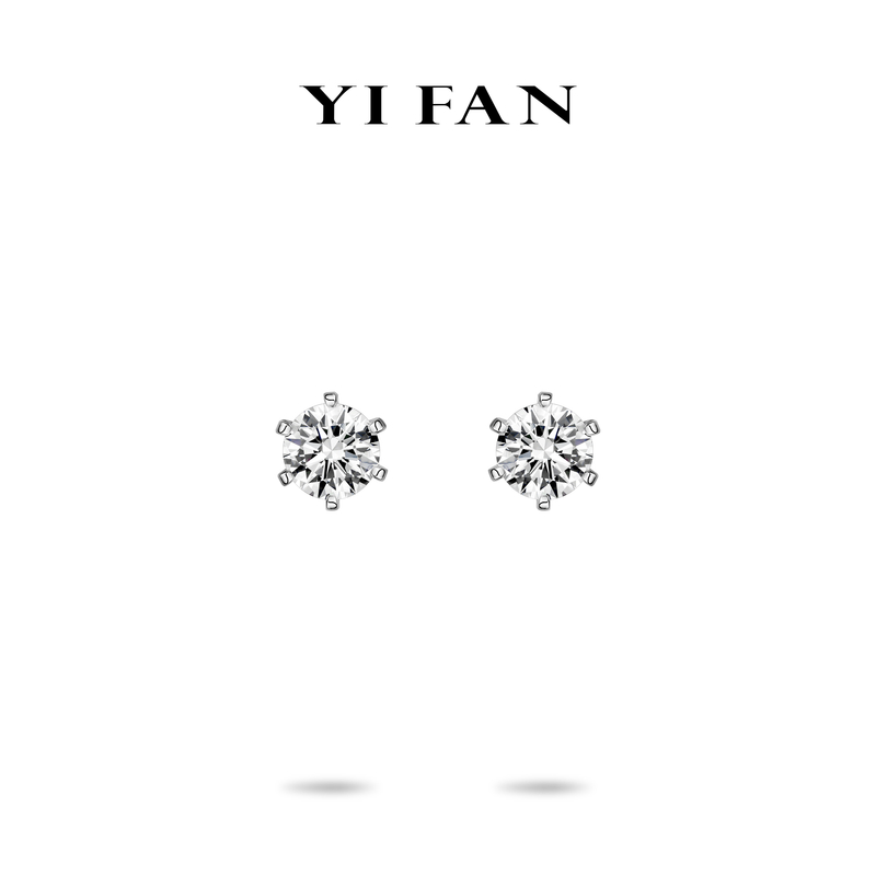 Wedding collection: Brilliant G color "Parisian Stars" delicate Earrings with UFO earback (Unisex) #3146