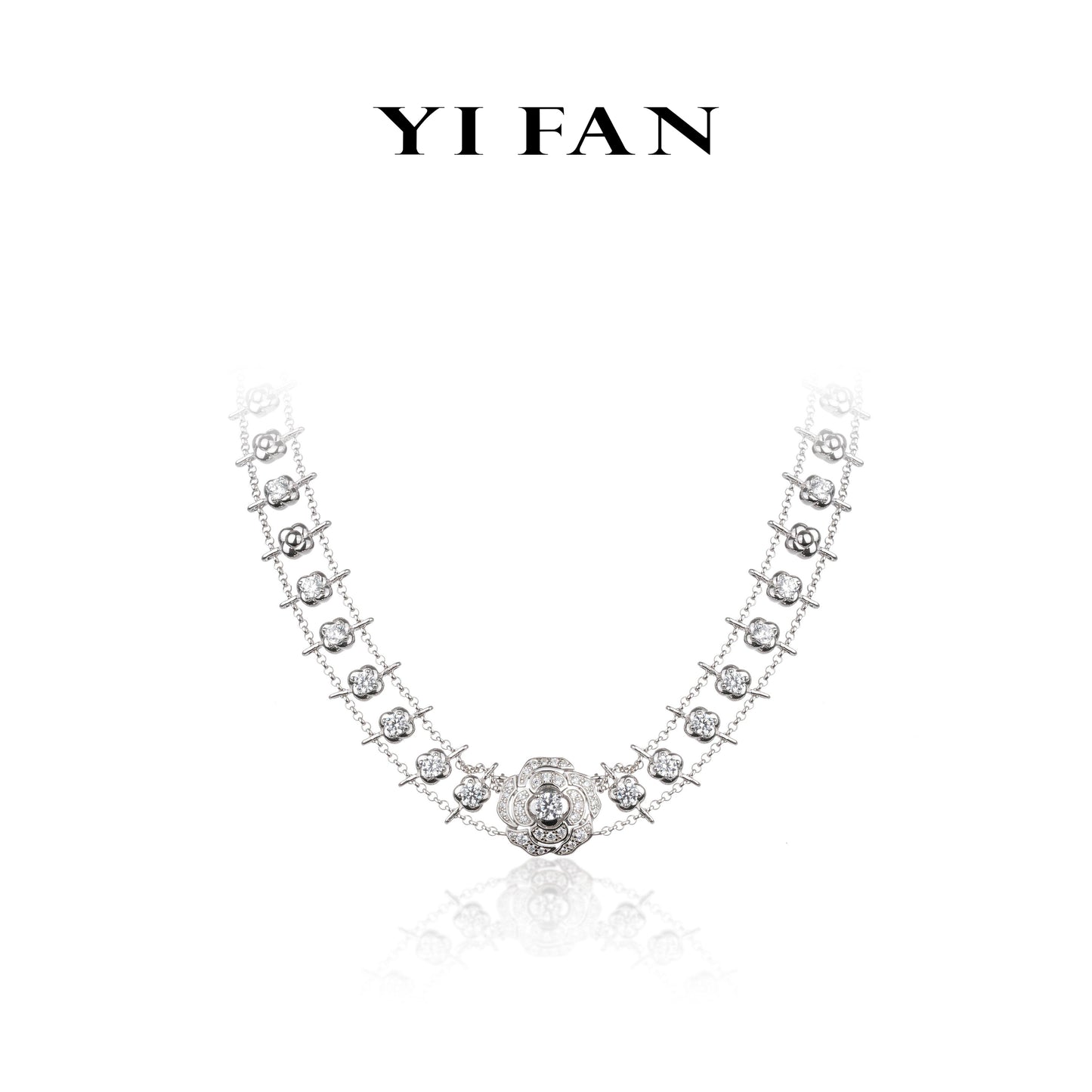 Lab Created Gemstones White Flower Choker/Necklace