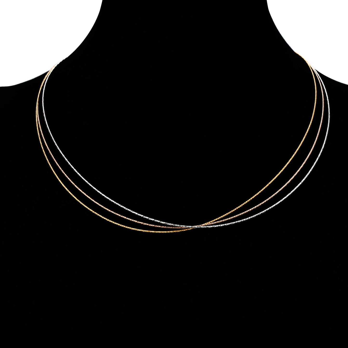 Made in Italy:Simple three-colour necklace 925 sterling silver(Gold Colour)
