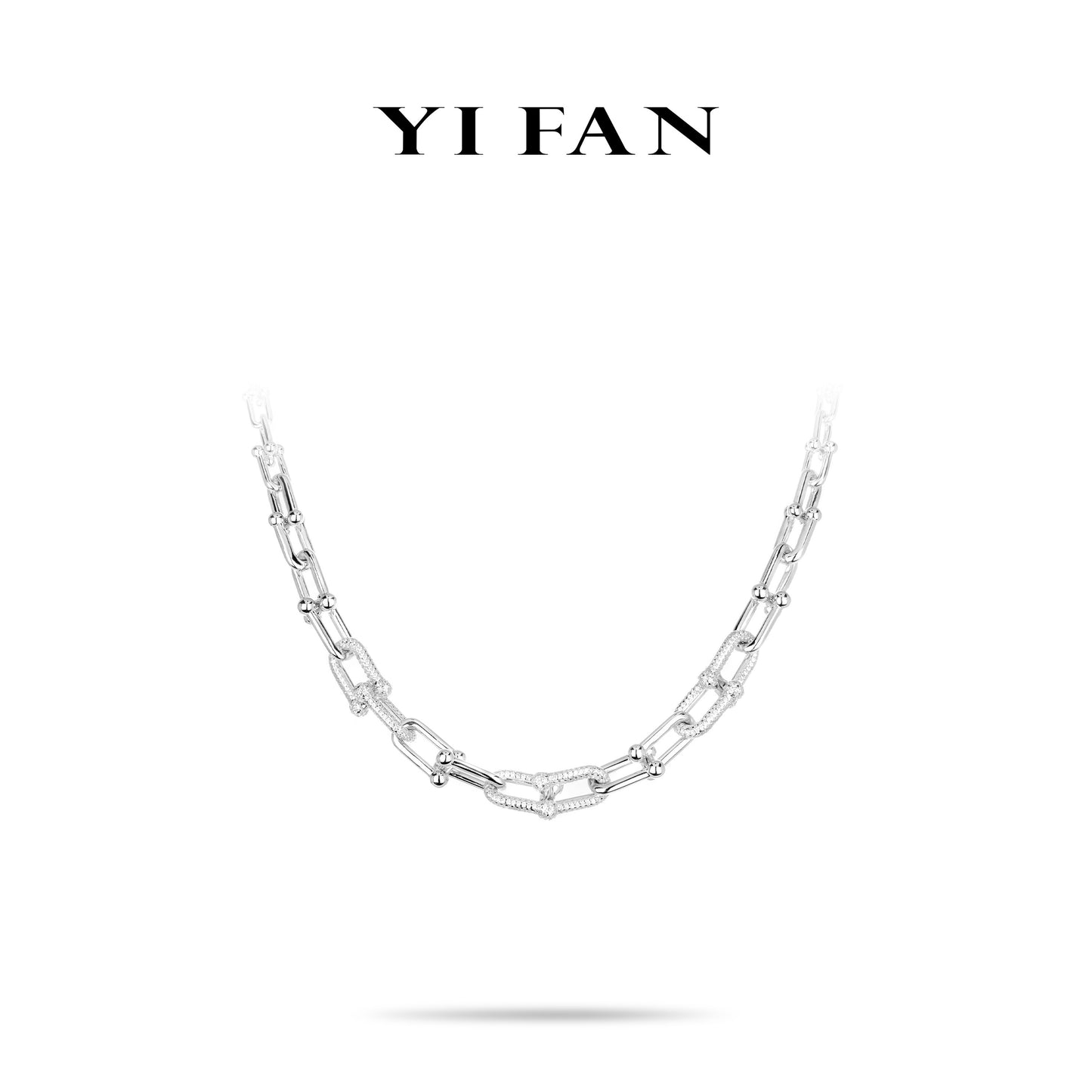 Minimalist collection:"Silvery Hook-ups"Modern Necklace #425-S #03084