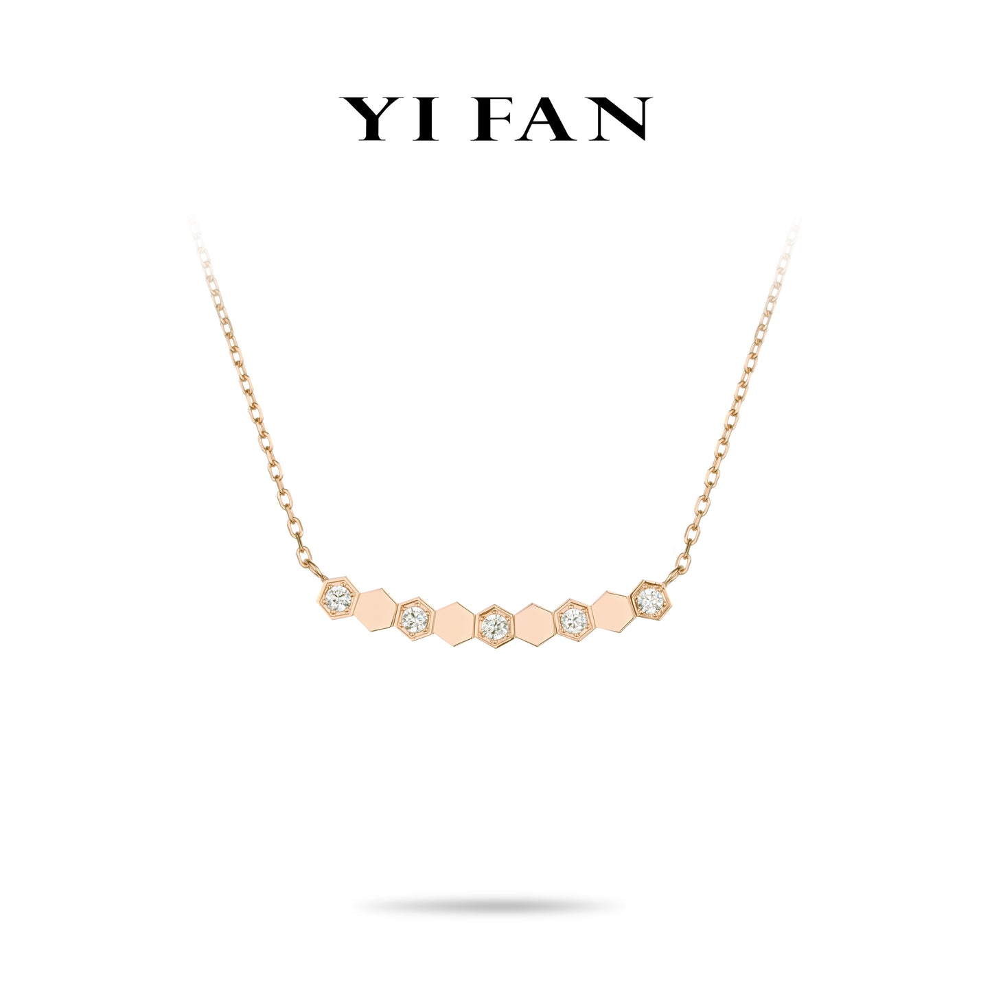 Rose-gold Fever collection: Modern "Rose Honeycomb" CNC Necklace #812