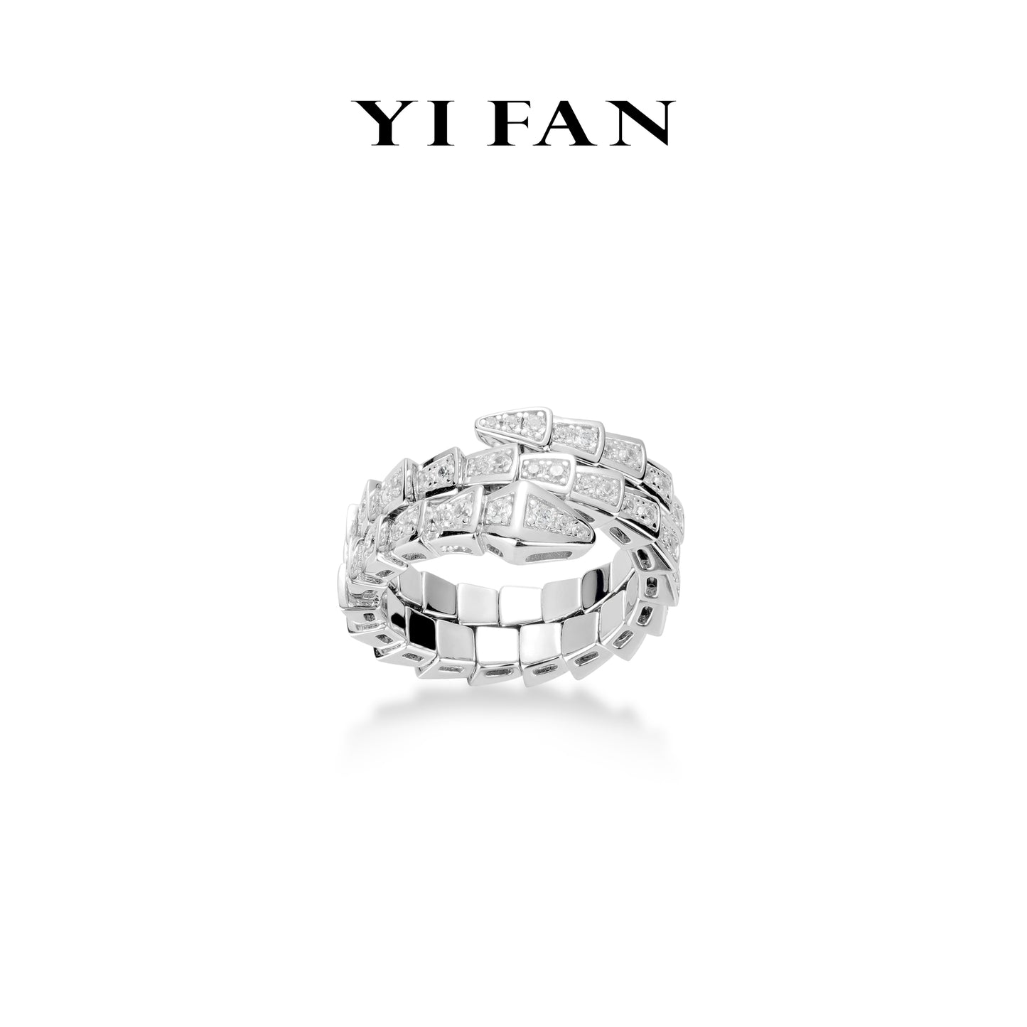 Lab Created Gemstones white/snake two-loop Ring #829 #03005