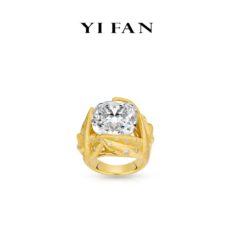 #10007 Limited High Jewelry collection: Luxury Brushed "Dazzling Angel's Golden Feather" unique Rings