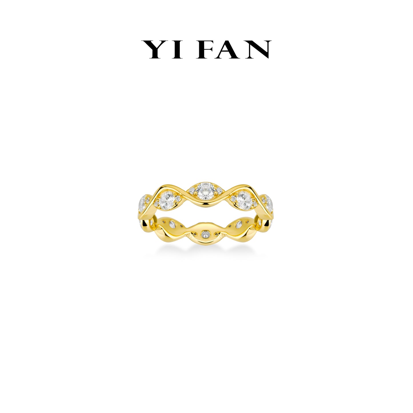 Summer collection: Modern "Golden summer hours leaves" exquisite eternity Ring #10120 #01040