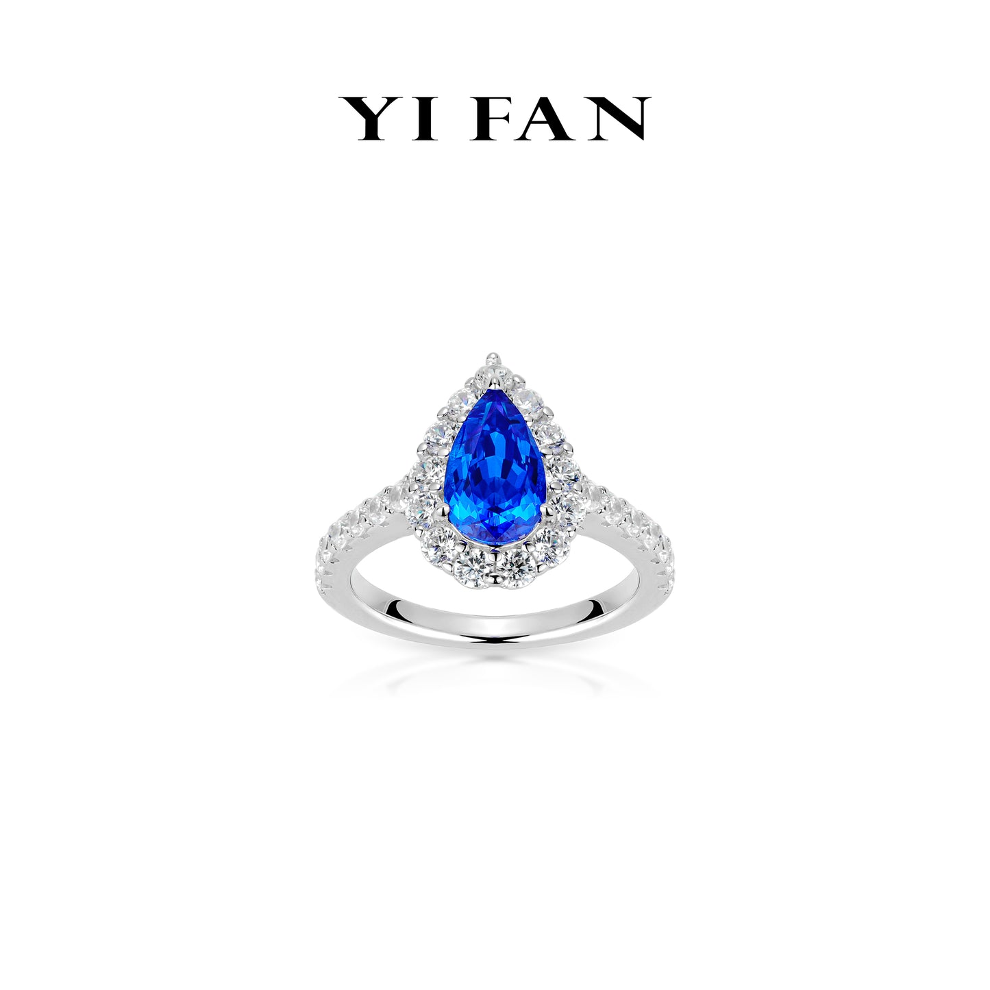 #10411 Lab Grown Spinel "Blue Goblin" collection Luxury Pear-cut exquisite Rings #22003