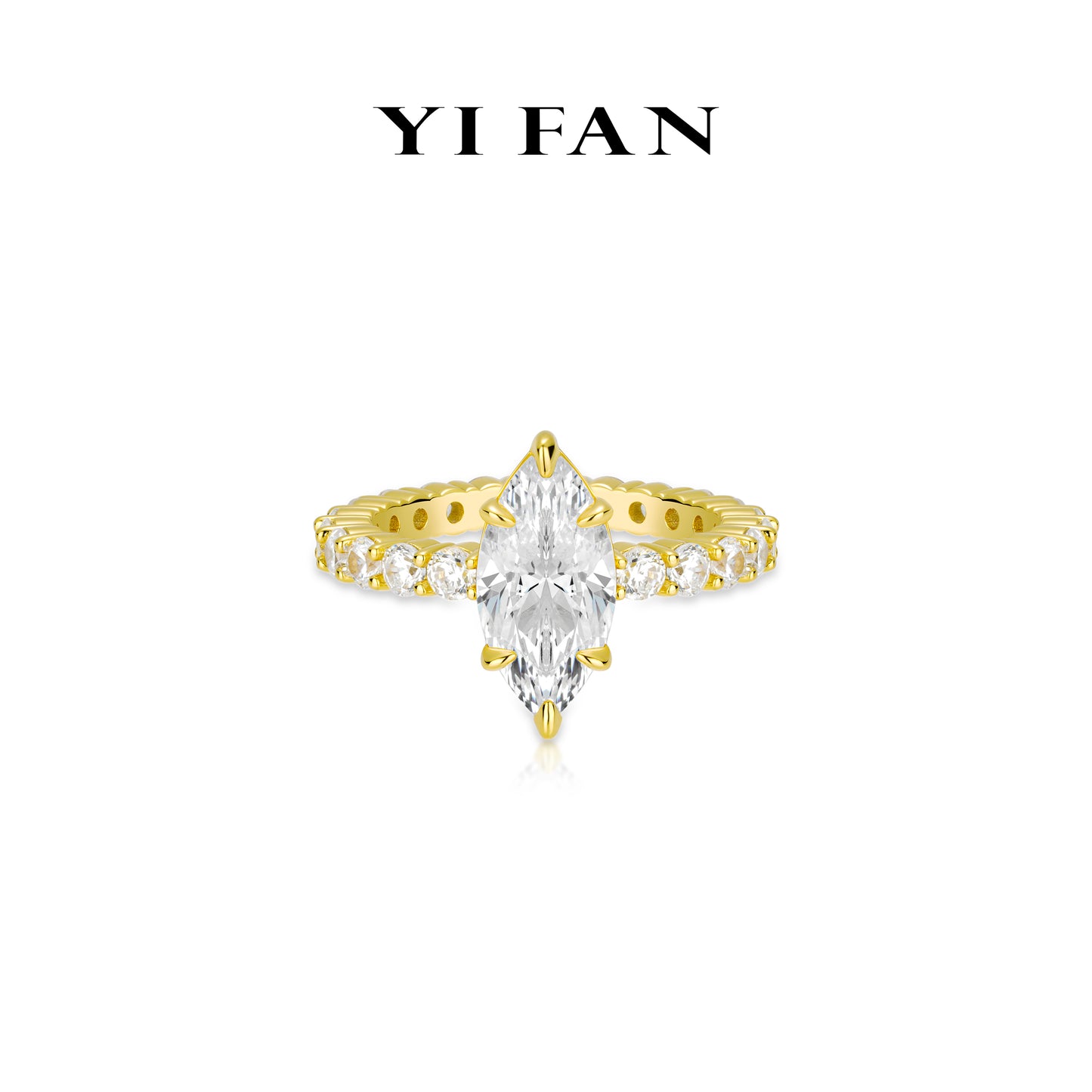 Golden Minimalist collection: Modern "Marquise-cut” unique Ring Band #10456