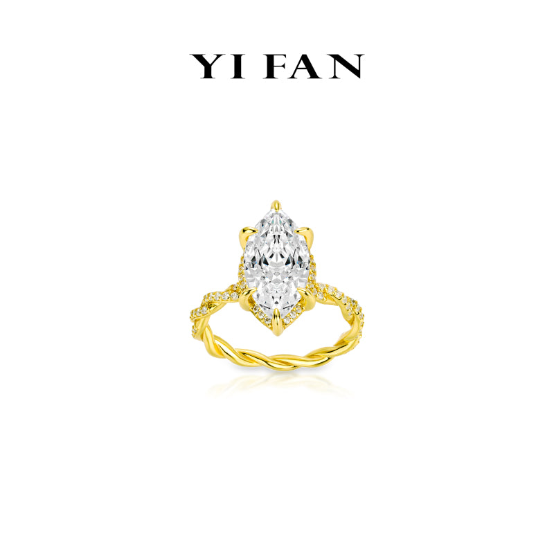 Ethereal Sparkle Collection: Glamorous "Golden marquise lcy sparkle" exquisite Ring #10458